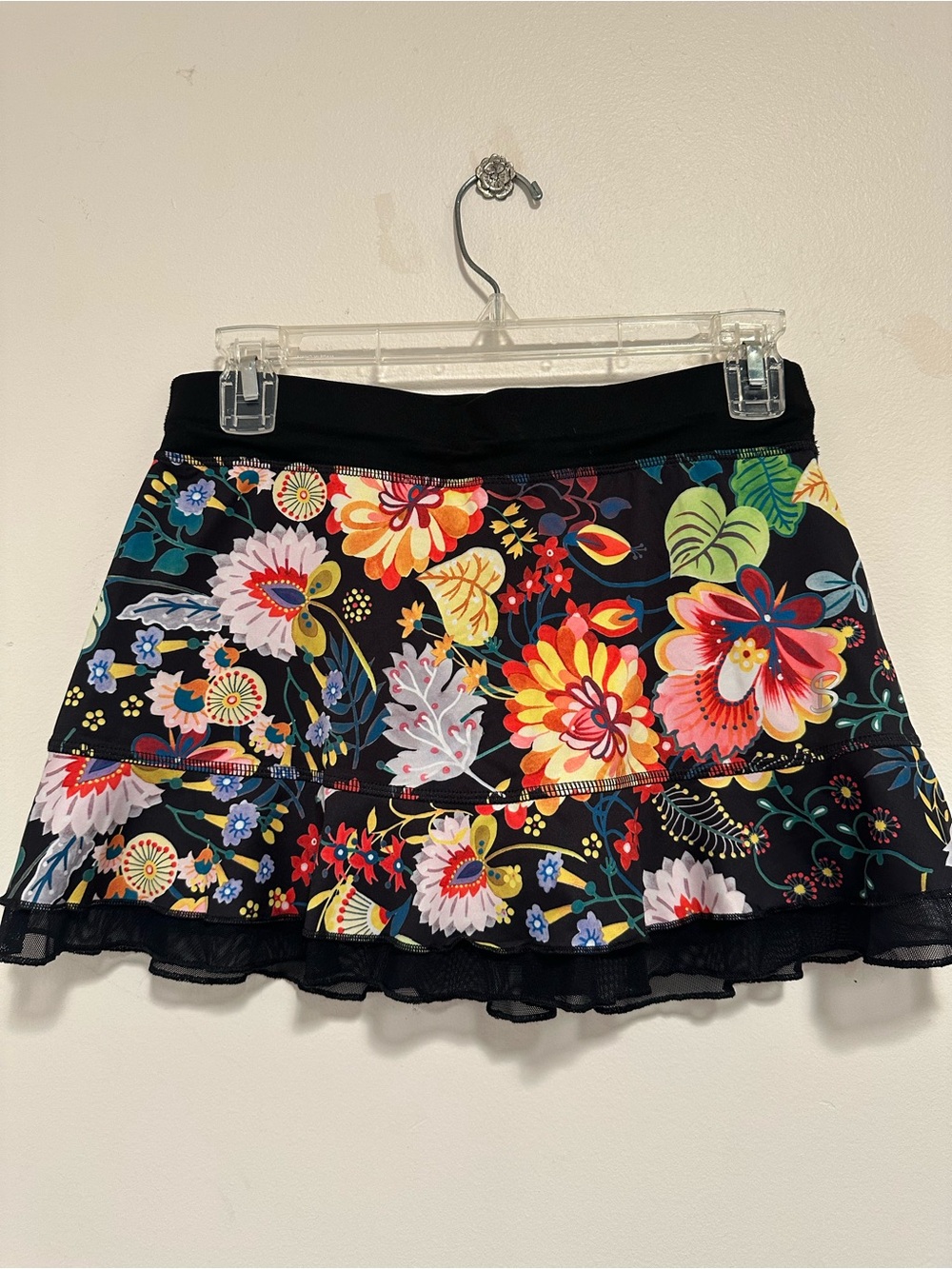 Sofibella XS Tennis Skort with shorts- Floral with sheer ruffles